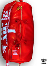 Load image into Gallery viewer, True Red Iconic Logo I Serve The Hood Duffle Bag
